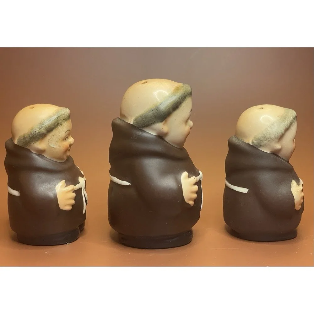 Vintage Goebel West Germany Friar Monk Brown Salt and Pepper Shakers